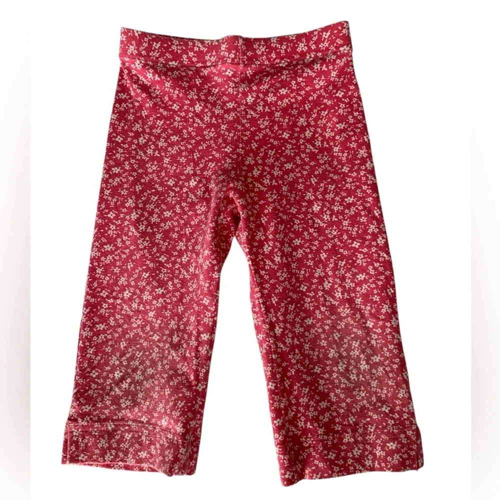 Vintage Oshkosh Floral Leggings Girls Size 5 Pink Pants Cropped Capri Cotton